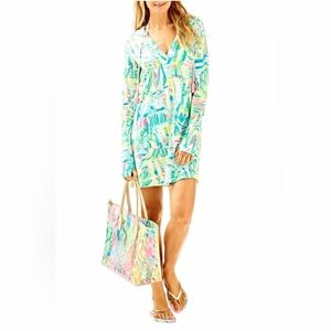 Lilly Pulitzer Rylie UPF 50+ Hooded Cover-up Dress Sea Salt & Sun